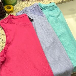Set of Three Sleeveless Crop Tops - Pink, Lavender and Teal